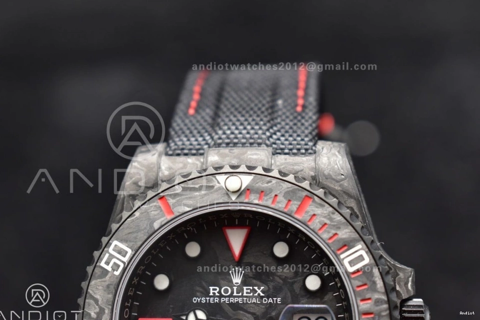 Dial DIW Carbon VSF Best Black 474 Edition VS Black Submariner Strap 1:1 Nylon Red on SunProtective 0812
